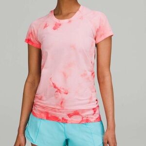 Lululemon Swiftly Tech Short Sleeve Shirt 2.0 - Marble Dye Raspberry Cream